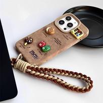 Rudos spalvos 3D M&M's saldainių dizaino telefono dėklas iPhone 15 14 13 Pro Max minkštas TPU pilnas apsauginis su animaciniu paveikslėliu iPhone 14 Pro Max