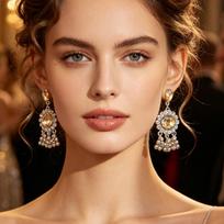 European Retro Bohemian Ethnic Women's Tassel Stud Earrings with Electroplated Geometric Beads