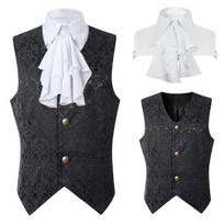 Vyriškas liemenė Renesanso Steampunk paltas Gotikinė žakardo liemenė Vienspalvis verslo kostiumas XL black