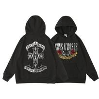 Guns N' Roses Grįžome gobtuvas Gatvės stiliaus retro moterims apvali apykaklė kišenė kvėpuojantis vilnos gobtuvas moteriškas gobtuvas M gray
