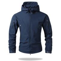 Men Winter Fleece Sharkskin Outdoor Jackets Camping Hiking Fishing Climbing Cargo Hoodie Coat S blue