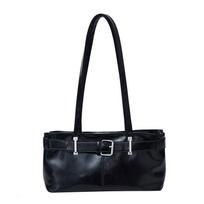 Chic Minimalist Solid Color Shoulder Bag New Retro Faux Leather Handbag Trendy Street Style Commuter Purse CLE