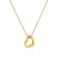 Retro Heart Pendant Necklace - European & American Style, Hollow Clavicle Chain, Fashionable Women's Accessory 18K beige