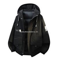 Men's Plus Size Hooded Down Jacket: Thick, Warm, High-End Workwear for Autumn/Winter. Medium