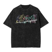 Uma Musume Pretty Derby Funny Graphic Print Vintage Washed Cotton Tshirt Men Women Streetwear Fashion Oversized Top Summer Tees S gray