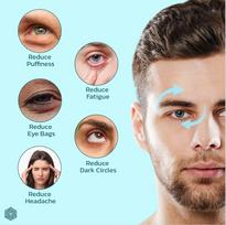 Premium Cooling Gel Eye Mask with Beads for Sleeping, Ice Pad Relief for Men & Women, Blue beige