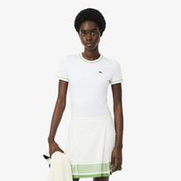 [Lacoste] Women's Slim Fit Jersey Short Sleeve T-Shirt TF5289-56G3SM 34 brown