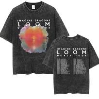 Imagine Dragons Band Loom Tour New Album T Shirts Men Women Fashion Hip Hop Style Retro Washed T-shirt Loose Short Sleeve S gray