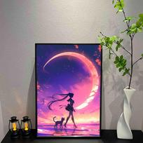 S-Sailor M-Moon Plakatas Sienos meno spaudinys Plakatas Dekoratyvinė freska Modernus namų dekoras Gimtadienio dovana Be rėmo Drobė Garažo kambarys 50cm×70cm NoFrame