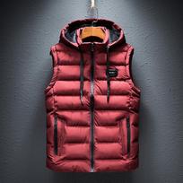 Men's Loose Casual Jacket Sleeveless Zipper Down Vest Autumn Winter Warm Vests Men's Collar L black