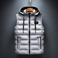 Men's Loose Casual Jacket Sleeveless Zipper Down Vest Autumn Winter Warm Vests Men's Collar S white