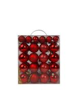 Eglutės žaisliukų rinkinys Christmas Touch, raudona sp., 4 - 6 cm, plastikas, 50 vnt.