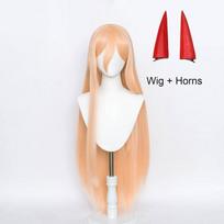 Anime Grandininio pjūklo žmogus Power Cosplay perukas ilgas oranžinis rožinis karščiui atsparus sintetinis plaukas vakarėlio vaidmenų žaidimo perukai beige