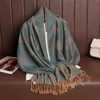 Ethnic Style Tassel Blanket Thick Pashmina  Winter Warm Shawl Wrap Cashmere Jacquard Scarf Women Neckerchief Poncho Stoles 70x190cm gray