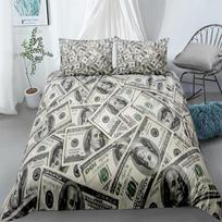 Money Duvet Cover Set,Dollar Bills Of United States Federal Reserve The Ben Franklin Portrait,Bedding Set 2/3pcs,California King EU single(135x200cm) gray