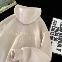Mens Oversized Hooded Sweatshirt 2025 Suede-Like Fleece Lined Casual Pullover With Embroidered Letters 3XL gray