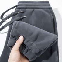 Korean Style Men's Polar Fleece Loose Cuffed Cold-Proof Sports Pants 5XL gray