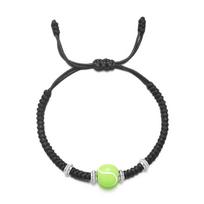 Women's Sports Style Black Resin Bracelet with Woven Rope Design gray