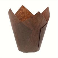 50pcs Tulip Muffin Cases Paper Cupcake Baking Cups Oilproof Cupcakes Liner Baking Muffin Box Cup Cake Decorating Tool Wrap Case brown