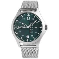 Watch - RAPTOR - Zayn - 22mm steel Milanese bracelet - 46mm silver case - Dark green dial 3 ATM
