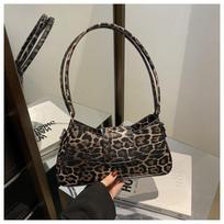 Premium texture Spice girl style leopard print underarm bag women's 2 new fashion handbag versatile shoulder messenger bag gray