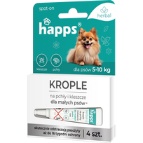 HAPPS Herbal – lašai nuo blusų ir erkių, skirti mažiems šunims (5–10 kg)