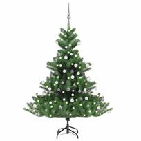 vidaXL Dirbtinis normandiškas kėnis su LED/žaisliukais, žalias, 150cm