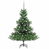 vidaXL Dirbtinis normandiškas kėnis su LED/žaisliukais, žalias, 180cm