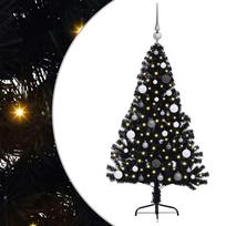 vidaXL Dirbtinis prieššventinis eglutė su šviesomis Juoda 150 cm PVC