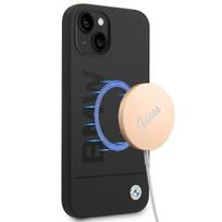 BMW BMHMP14MSLBLBK Apple iPhone 14 Plus / 15 Plus dėklas, Silicone Signature Logo MagSafe, juodas