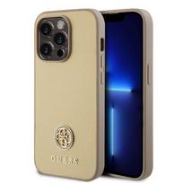 Guess GUHCP15LPS4DGPD PU 4G Strass Metal Logo dėklas Apple iPhone 15 Pro, auksinis