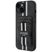 Guess 4G Stripes MagSafe Wallet dėklas Apple iPhone 15, juodas
