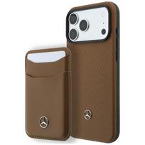 Mercedes-Benz Grill Pattern Leather MagSafe dėklas ir kortelių dėklas-rinkinys Apple iPhone 18 Pro Max / 17 Pro Max, camel