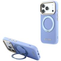 Guess Ring Stand 360 Grained Classic Logo MagSafe dėklas, šviesiai mėlynas, skirtas Apple iPhone 18 Pro / 17 Pro