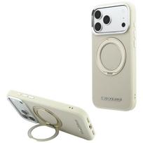 Karl Lagerfeld Ring Stand 360 Saffiano Classic Logo MagSafe dėklas, skirtas Apple iPhone 18 Pro / 17 Pro, smėlio spalvos
