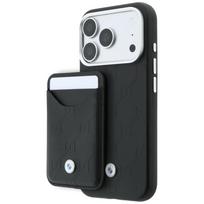 BMW Quilted Pattern Metal Logo dėklas ir piniginė-rinkinys Apple iPhone 18 Pro / 17 Pro, juodas