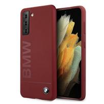 BMW BMHCS21MSLBLRE Silicone Signature Logo dėklas Samsung Galaxy S21+ telefonui, raudonas