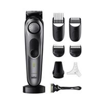 Braun BeardTrimmer 7 BT7420 barzdos trimeris su kirpėjo įrankiais, plaunamas, įkraunamas, pilkos spalvos