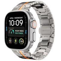 Tech-Protect Stainless THP6100 nerūdijančio plieno apyrankė Apple Watch 8 / 9 / 10 / 11 / 12 / SE / Ultra 44/45/46/49 mm, Titanium/Orange