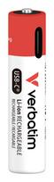 Verbatim 30250 USB-C įkraunamos Li-ion AAA baterijos, 500 mAh (4 vnt.)