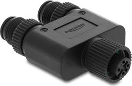 Delock 60852 M12 Y-skirstytuvas A koduotės 4 kontaktų, 1 x lizdas į 2 x kištukas