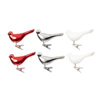 Eglutės žaisliukų rinkinys Christmas Touch Bird, įvairių spalvų, 2.5 cm, stiklas, 6 vnt.