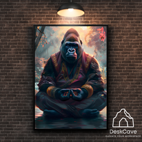 Plakatas „Gorila“ – A1 (59 × 84 cm), su medžio spalvos rėmeliu ir tvirtinimu