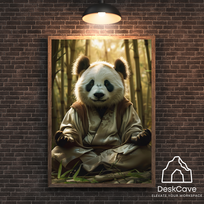 Plakatas „Panda“ – A2 (42 × 59 cm), su medžio spalvos rėmeliu ir tvirtinimu