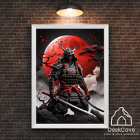 Plakatas „Raudonasis nakties samurajus“ – A2 (42 × 59 cm), su baltu rėmeliu ir tvirtinimu