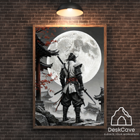 Plakatas „Baltosios nakties samurajus“ – A3 (30 × 42 cm), su medžio spalvos rėmeliu ir tvirtinimu