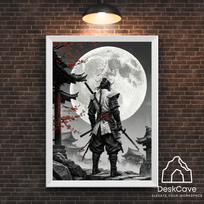 Plakatas „Baltosios nakties samurajus“ – A2 (42 × 59 cm), su baltu rėmeliu ir tvirtinimu