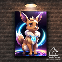 Plakatas „Pokemon Eevee“ – A2 (42 × 59 cm), su juodu rėmeliu ir tvirtinimu