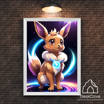 Plakatas „Pokemon Eevee“ – A2 (42 × 59 cm), su baltu rėmeliu ir tvirtinimu