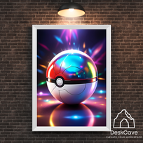 Plakatas „Pokeball“ – A2 (42 × 59 cm), su baltu rėmeliu ir tvirtinimu